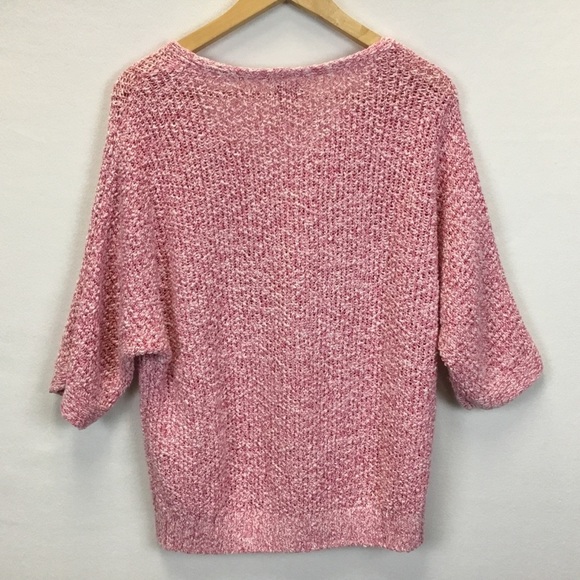 Chico's Pink Marled Cotton Linen Blend Loose Knit Sweater - Picture 2 of 9